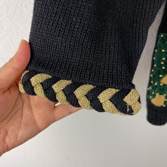 VTG Eagles Eye Sweater Womens Medium Ramie Embroidered Beaded Holiday Hong Kong - Picture 8 of 13